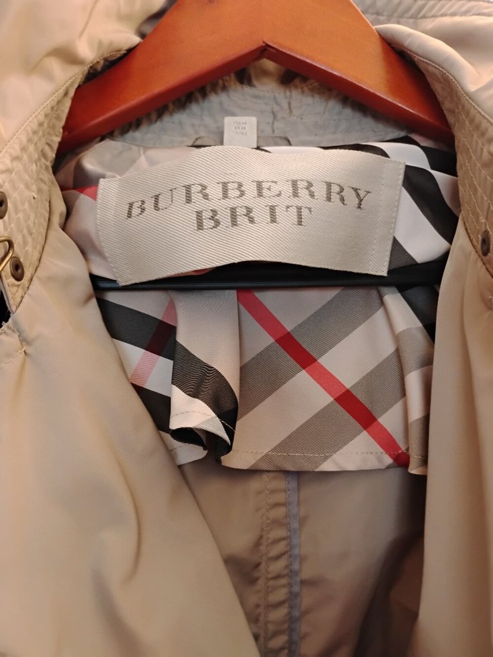 Burberry Brit Hooded Trench Coat 🧥 Nova Check Khaki - Picture 4 of 16